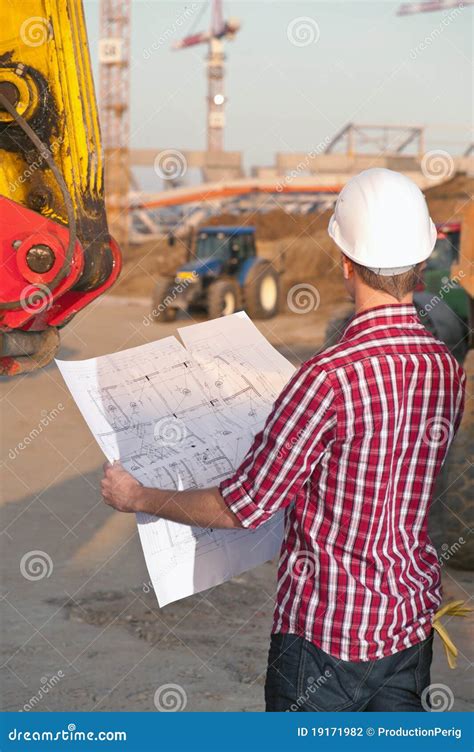 Architect Working Outdoors On A Construction Site Stock Photo Image