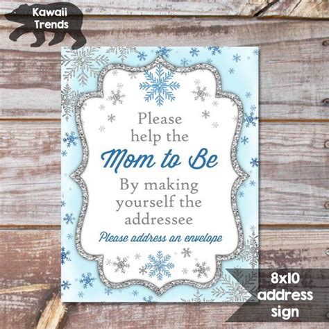 Snowflake Address An Envelope Sign Winter Baby Shower Sparkle Mom To