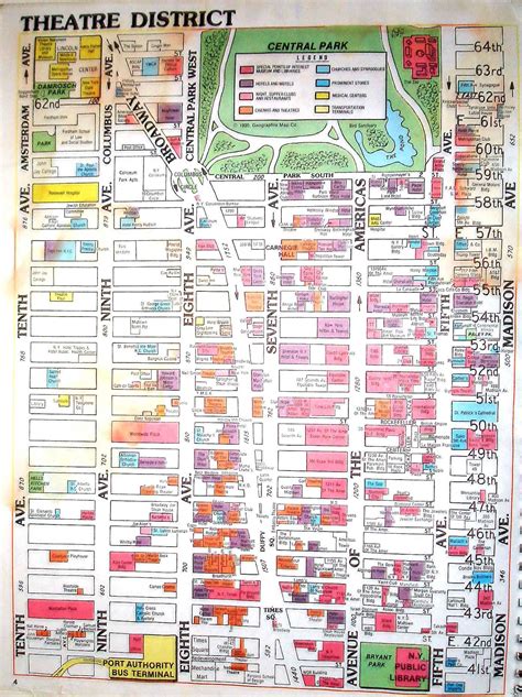 Detailed Theatre District Map Of Manhattan New York New York State