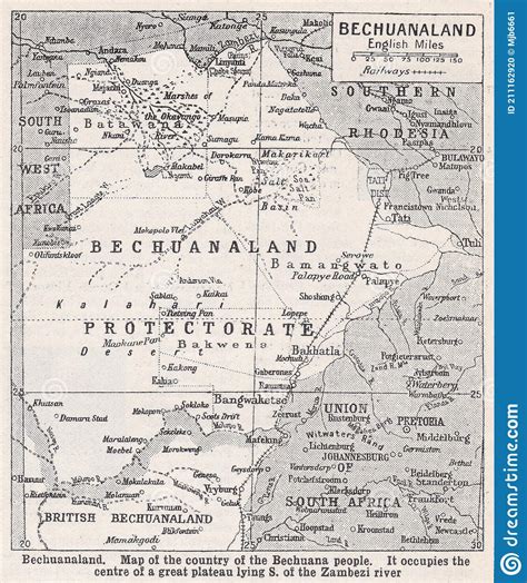 Vintage Map Of Bechuanaland Editorial Image Illustration Of Encyclopedia British 211162920