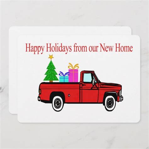 Happy Holidays New Home Car And Tree Holiday Card Custom