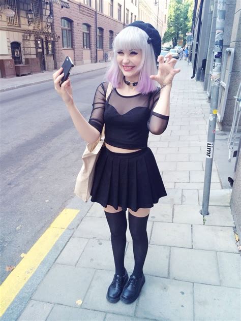 Alternative Girl Wearing Pastel Goth Inspired Black Clothes 25 Pastel