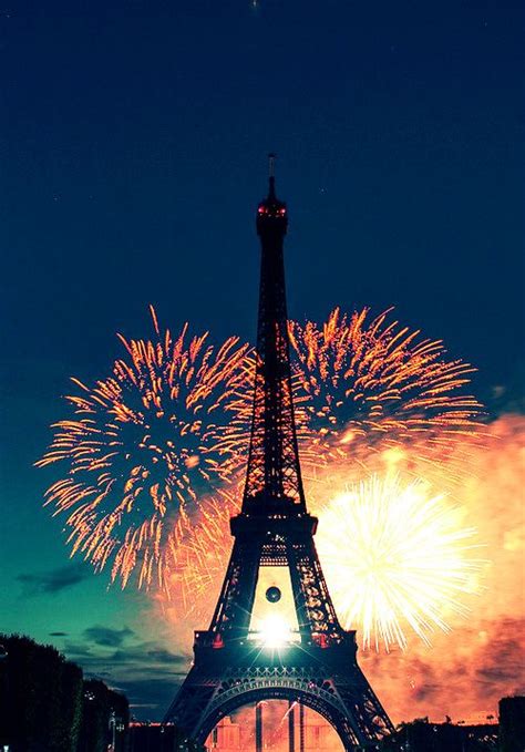The Eiffel Tower With Fireworks Paris Eiffel Tower Eiffel Tower