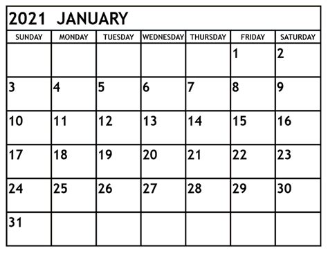 February 2021 calendar is a plain printable calendar. Printable January 2021 Calendar Free - Printable Calendar
