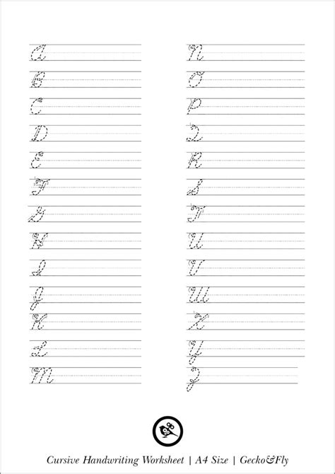 Cursive Alphabet Tracing Worksheets A Z Pdf Printable Cursive Writing