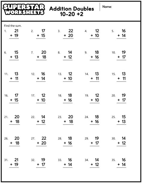 Addition Doubles Worksheets - Superstar Worksheets - Worksheets Library