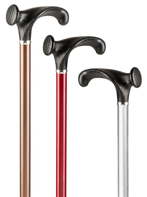 Light Metal Walking Stick With Anatomical Soft Grip In Carbon Look