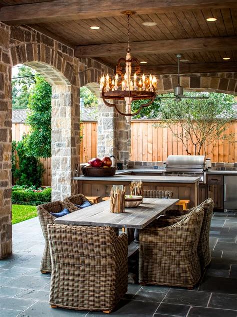 Old World Outdoor Kitchen And Dining Area Hgtv