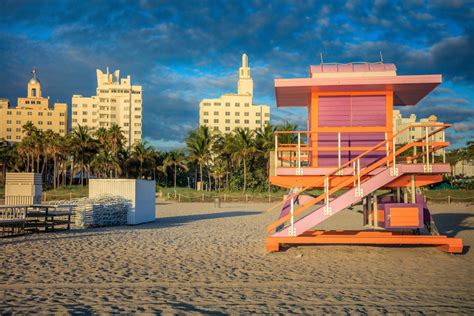 Download Bold&Colorful Lifeguard House on Miami Beach Wallpaper