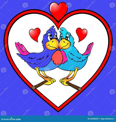 Two Parrots Are Kissed In Heart Stock Vector Illustration Of Passion