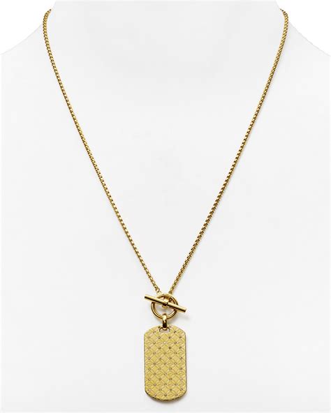 michael-kors-monogram-dog-tag-pendant-necklace,-22-in-metallic-lyst
