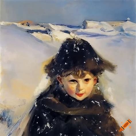 Painting Of Children Playing In The Snow