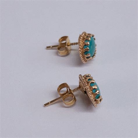 14K Gold Turquoise Stud Earrings