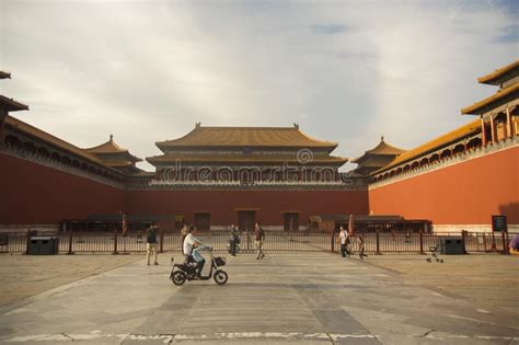 Entrance To The Forbidden City Of Beijing China At Sunset Editorial