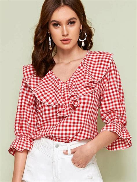 Spring Gingham Top Outfits Fashion Outfits Casual Outfits Gingham