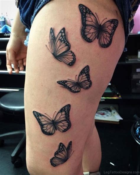 Flying Butterflies Tattoo Uncategorized Butterfly Leg Tattoos Thigh Tattoo Designs