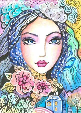 ACEO Set And Miniature EvitaWorks Feminine Artwork Portrait Art