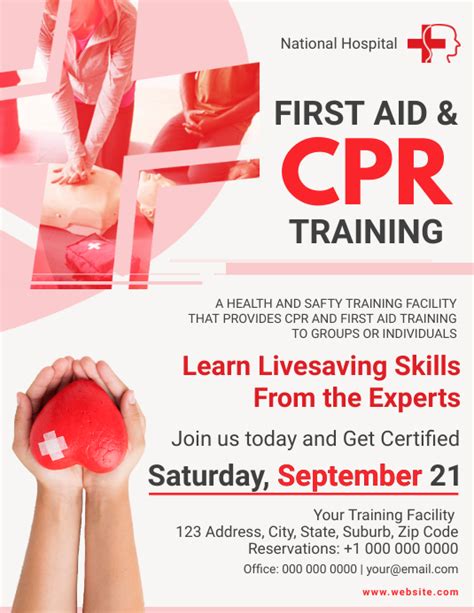 First Aid And Cpr Training Flyer Template Postermywall