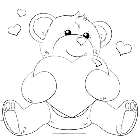 Adult zen anti stress heart zen. Cute Bear with Heart coloring page | Free Printable ...