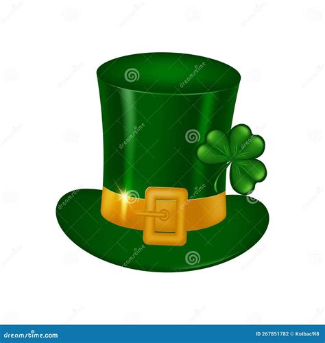 Green Leprechaun Hat With Gold Buckle And Clover Stock Illustration