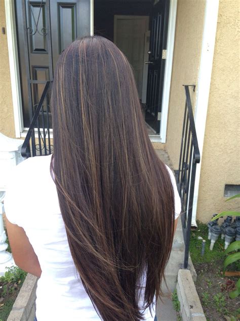 Dark Brown Hair With Caramel Highlights Balayage Straight Hair Hair Highlights Hair