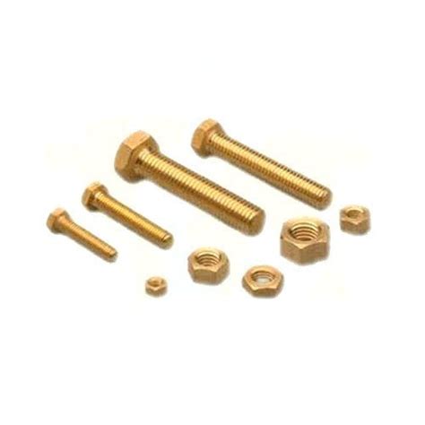 Golden Hexagonal Copper Nut And Bolt Size M4 To M200 100 Pcs