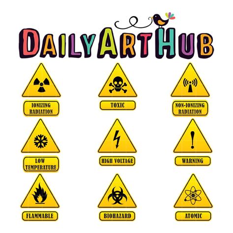 Laboratory Warning Signs Clip Art Set Daily Art Hub Graphics