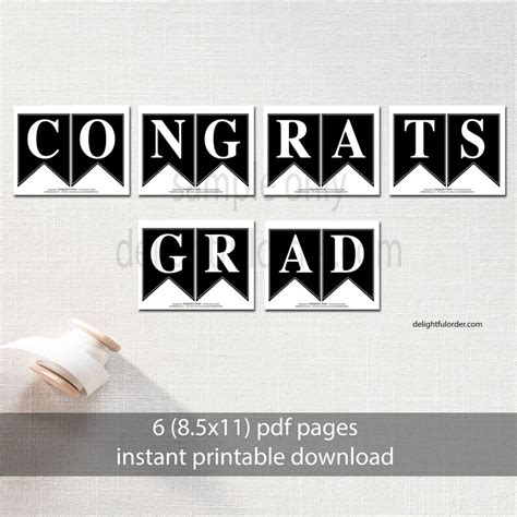 Congrats Grad Banner Printable Decor Graduation Party Etsy