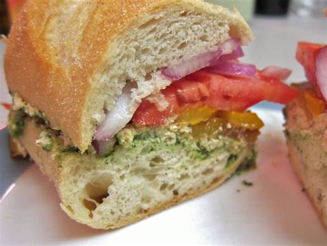 The Vegan Chronicle Roasted Pepper Tomato And Feta Sandwich With Pesto Mayonnaise