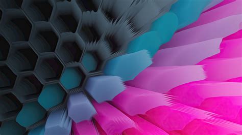 Pink Blue Hexagon 4k Abstract Hd Desktop Wallpaper Widescreen High