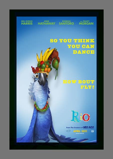 Rio 3 is the end of a trilogy of animated films about a macaw bird who first found love, then marriage, then a baby in a baby carriage… or just some parts of those because he's a bird. jaytab: rio movie poster