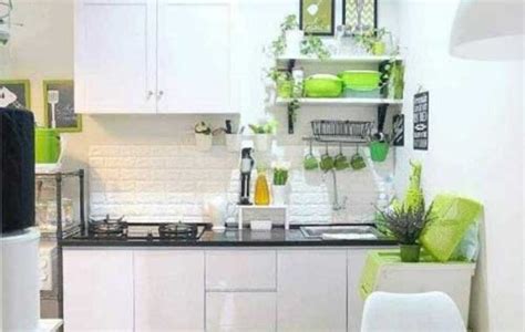 desain ruangan dapur cantik beserta peralatan   hijau