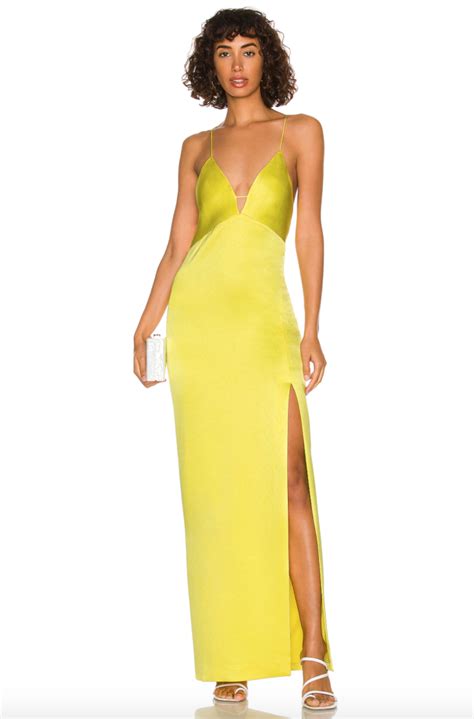 Kenya Moores Yellow Satin Maxi Dress