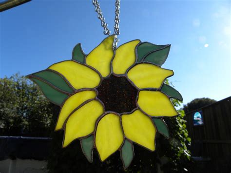 Stained Glass Sunflower Suncatcher Etsy