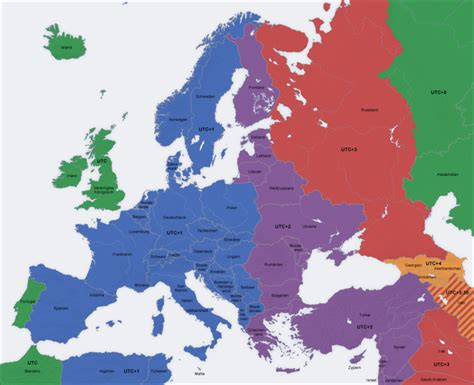 Zeitzonenkarte Europa Überblick über Die Zeitzonen In Europa