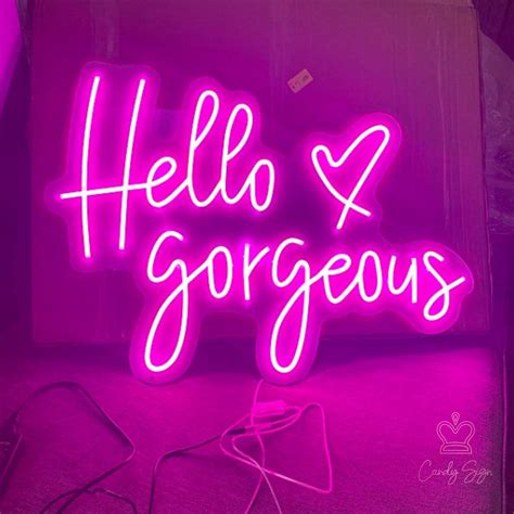 Hello Gorgeous Neon Sign Custom Heart Sign Salon Decorations Etsy