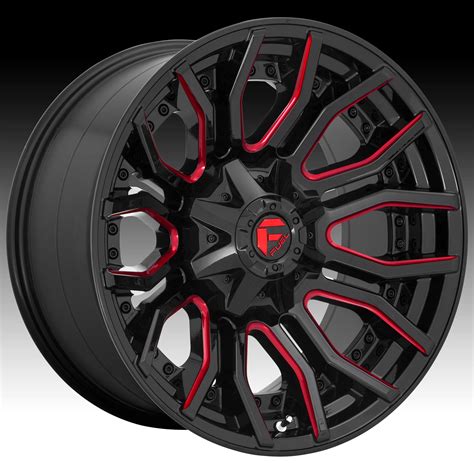 Fuel Rage D712 Gloss Black Milled Red Tint Custom Wheels Rims D712