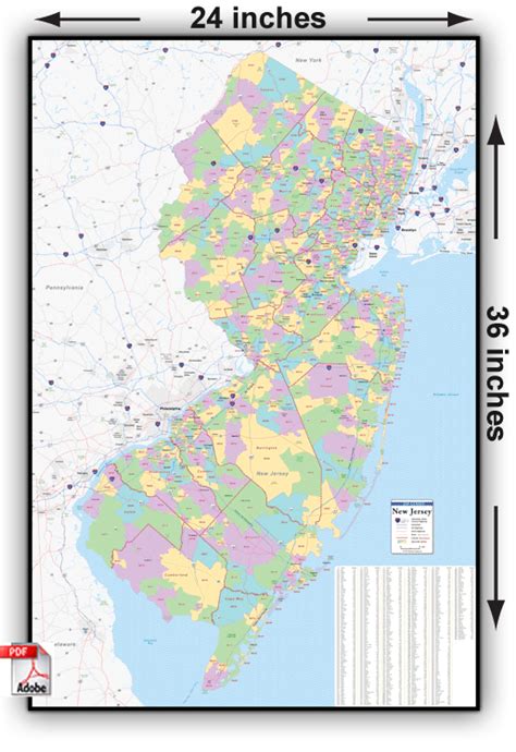 New Jersey Zip Codes On A Map Maps Pinterest Zip Code Map And City