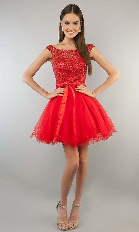 ball gown strapless sweetheart short mini red tulle lace beaded cocktail prom dress