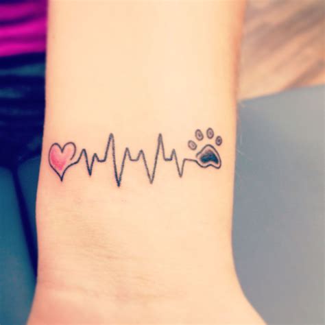 Heart Heartbeat Dog Paw Tattoo On Wrist Tattoo Ideas Wrist Tattoo On