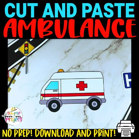 Ambulance Cut And Paste Craft Simple Mom Project Store