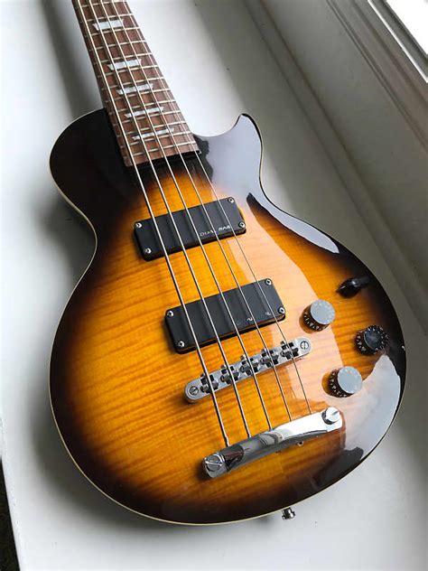 Epiphone Limited Edition Les Paul 5 String Bass 2000 Sunburst Reverb