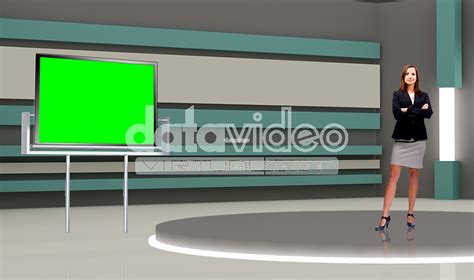 News 015 Tv Studio Set Virtual Green Screen Background Psd Datavideo