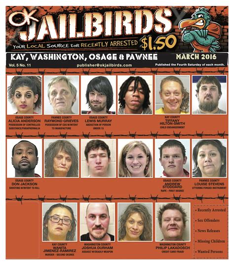 KAY, WASHINGTON, OSAGE, PAWNEE - March 2016 - JAILBIRDS
