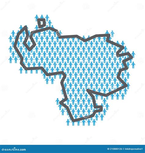 Venezuela Population Map Country Outline Made From People Figures