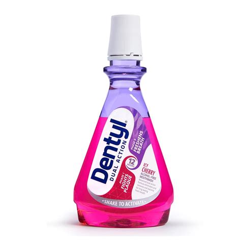 dentyl dual action cpc mouthwash 12hrs fresh breath and total care alcohol free icy cherry 500 ml