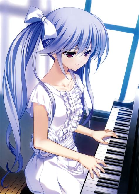 Anime Art Music Musician Piano Pianist Blue Hair