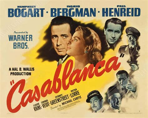 Casablanca Movie Poster Vintage Movie Poster 1942 Poster Film Etsy