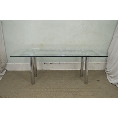 Mid century modern lucite acrylic & glass top side end table waterfall 28 schearbrothers. Mid Century Modern Chrome Base Rectangular Glass Top ...