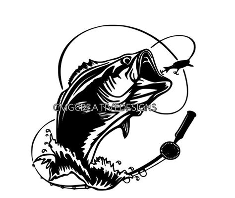 Bass fish jumping out of water with fishing lure svg instant | Etsy | Fish logo, Bass fishing ...